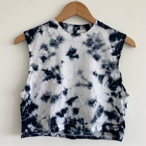 Hanes x karla Blue and White Tie Dye Cropped Tank